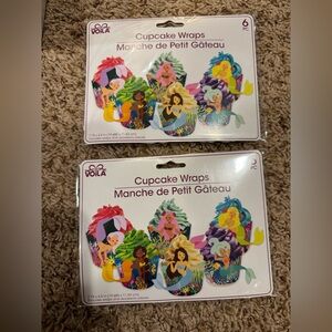 NEW 2 Packs Voila colorful MERMAIDS Cupcake Wraps - 6 wraps - 12 total